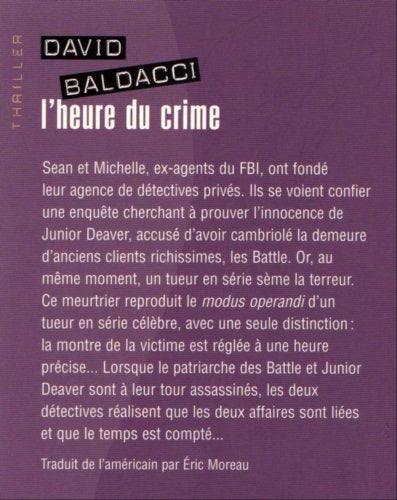 Livre L'heure du crime - David Baldacci (Livre d'occasion) - ISBN 2744188182
