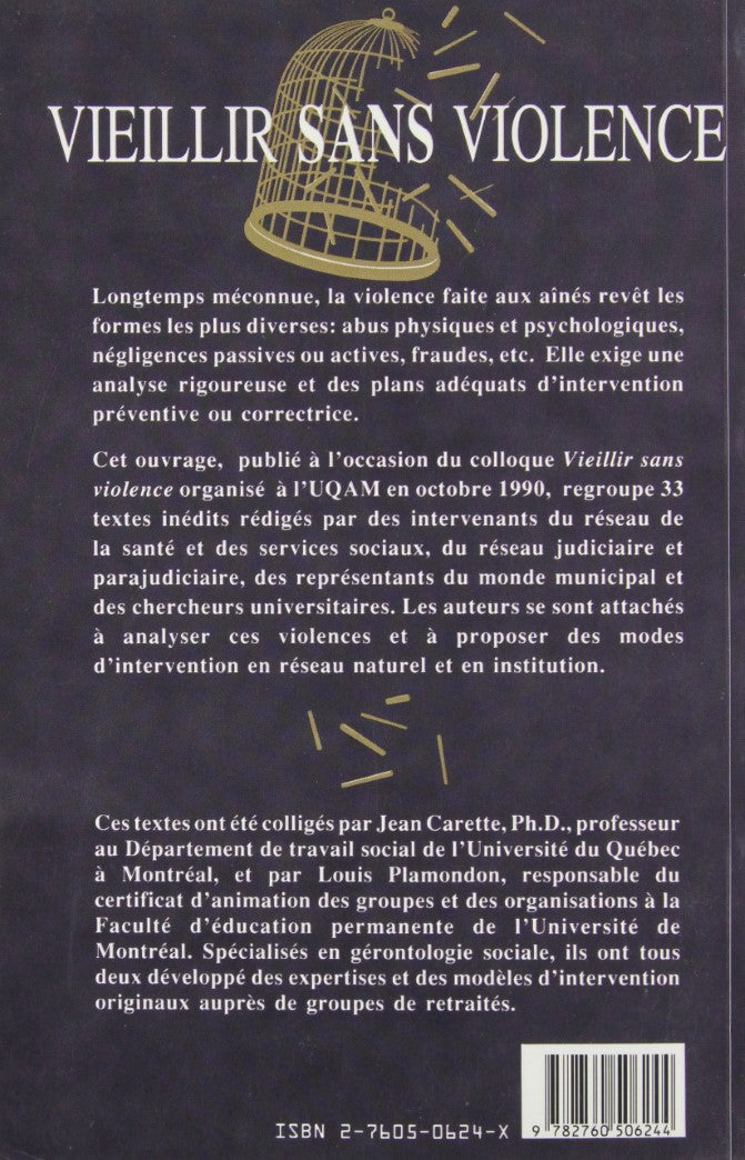 Livre Vieillir sans violence - Carette (Livre d'occasion) - ISBN 276050624X