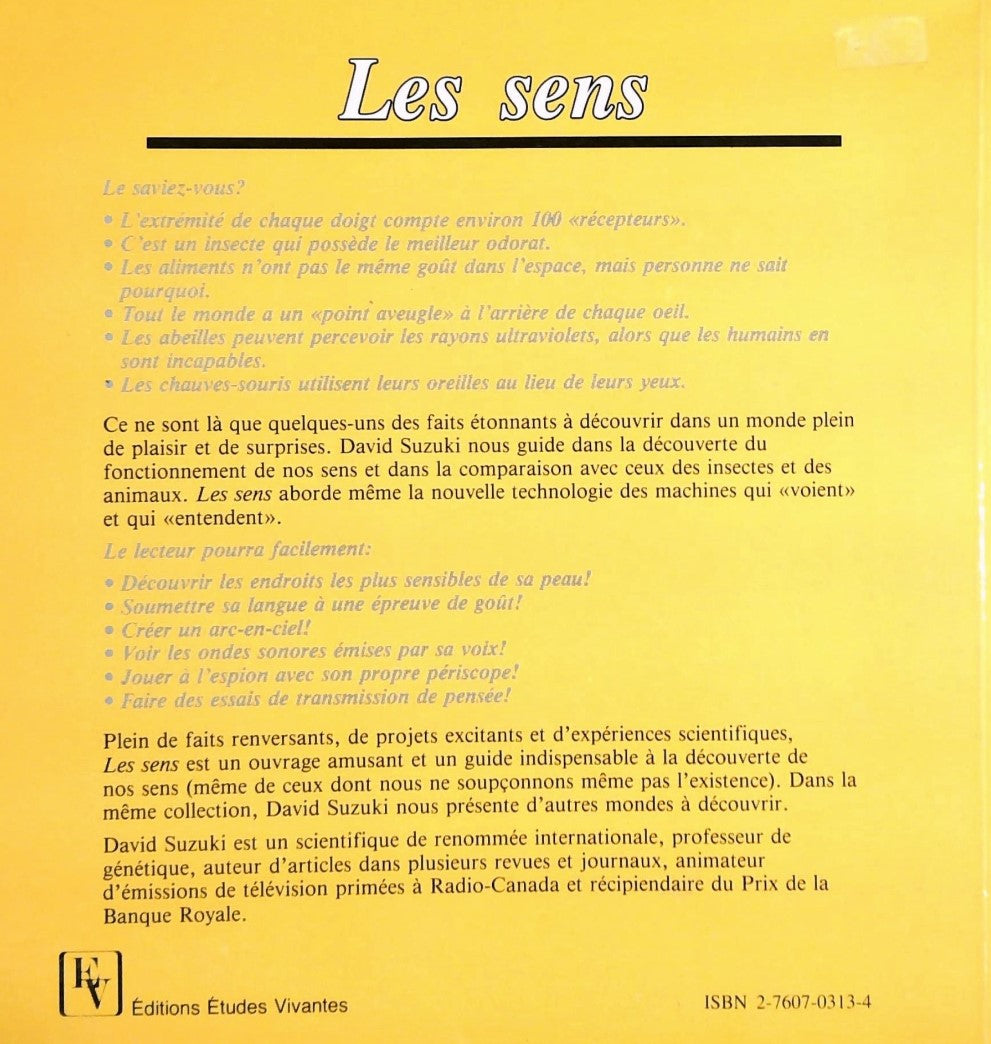 Livre Les sens - David Suzuki (Livre d'occasion) - ISBN 2760703134