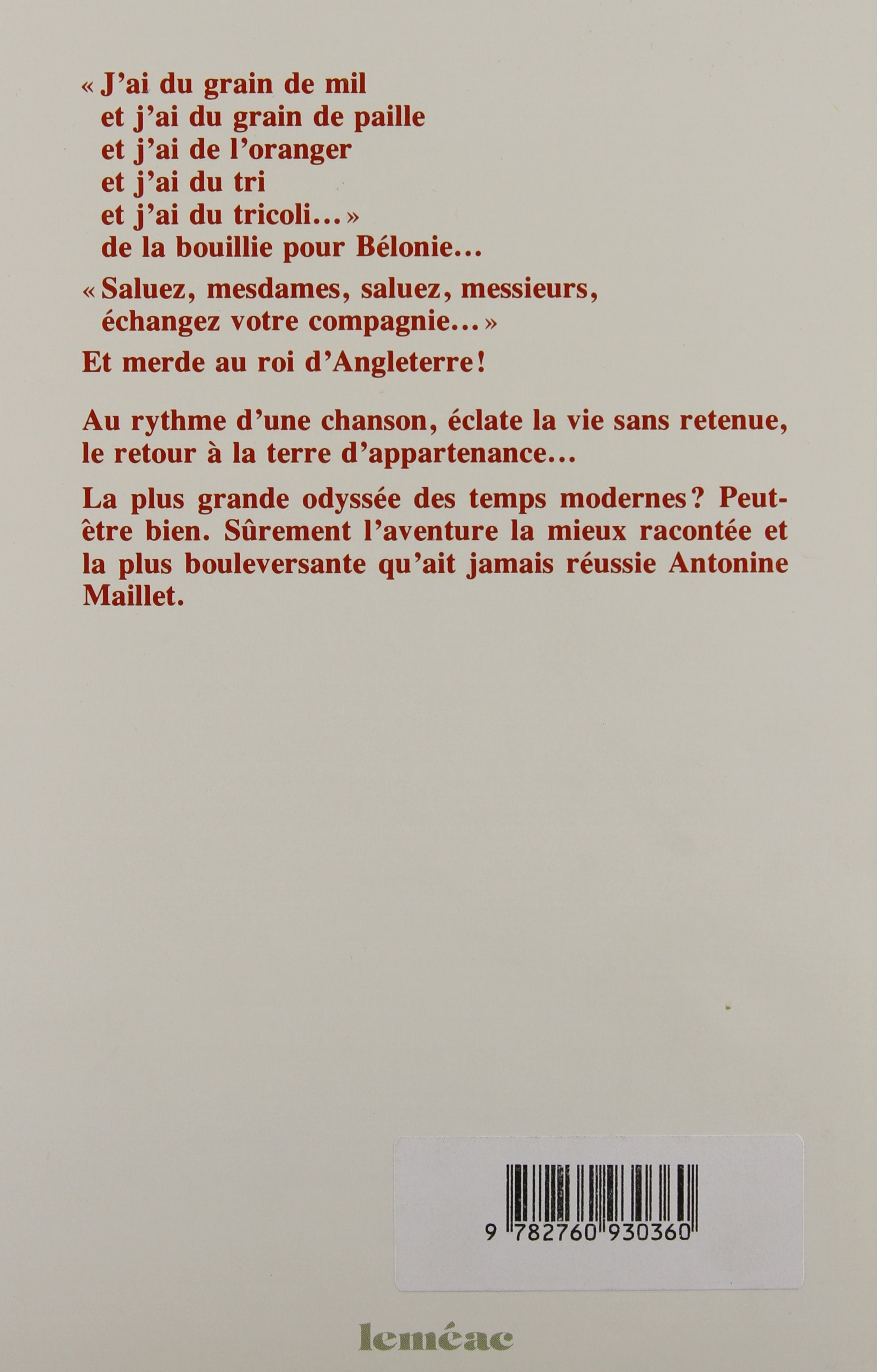 Livre Pélagie - LA - Charette - Antonine Maillet (Livre d'occasion) - ISBN 276093036X