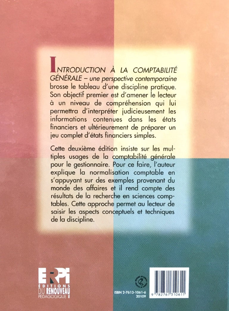 Livre Introduction à la comptabilité générale: Une perspective contemporaine - Michael Gibbins (L...
