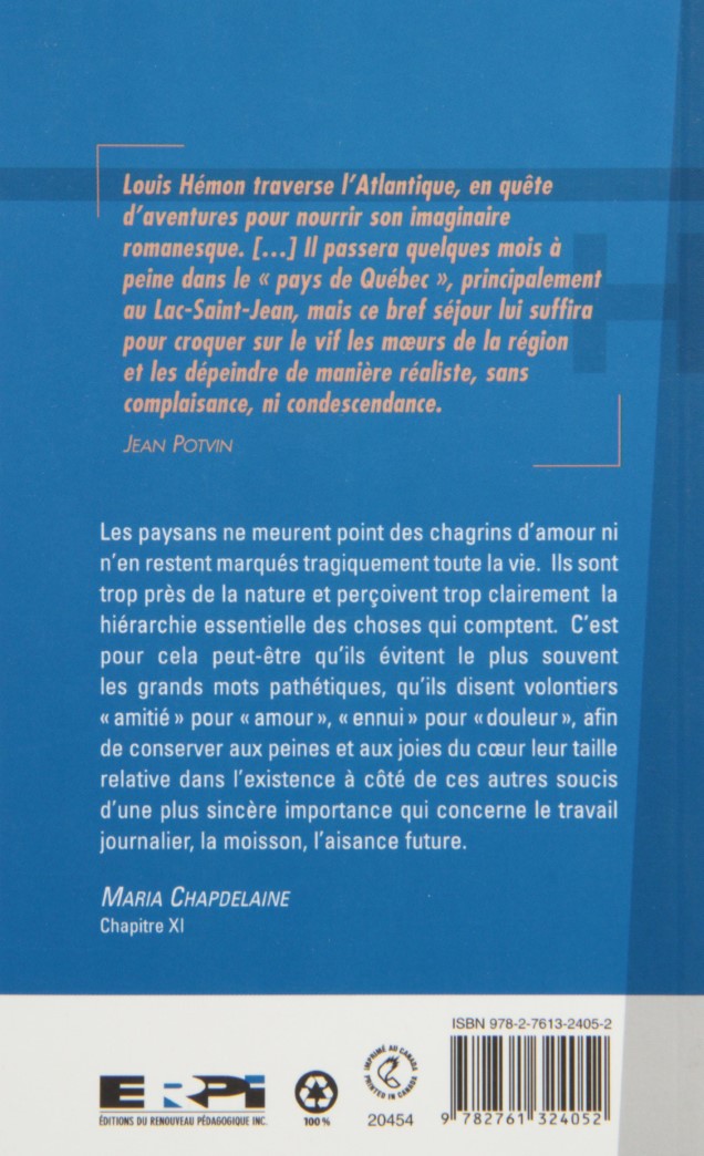 Livre Maria Chapdeleine (Louis Hémon) (Livre d'occasion) - ISBN 2761324056
