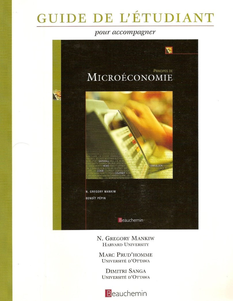 Livre Guide de l'étudiant pour accompagner : Principes de Microéconomie (Livre d'occasion) - ISBN...