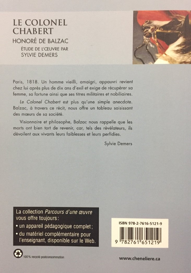 Livre Le colonel Chabert - Honoré de Balzac (Livre d'occasion) - ISBN 2761651219