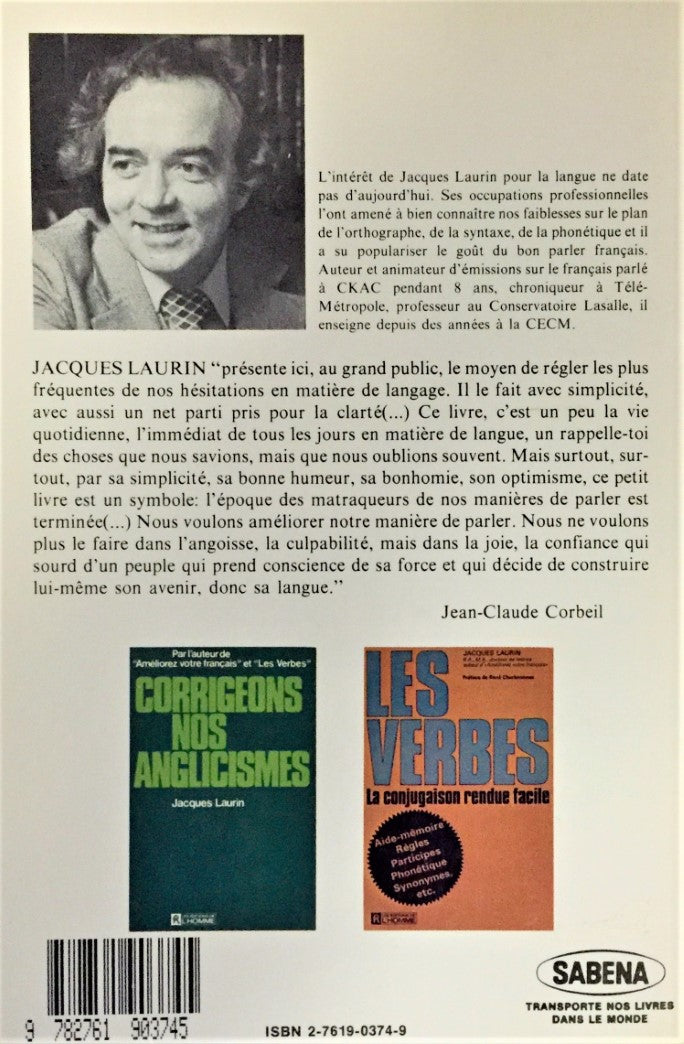 Livre Améliorez votre français - Jacques Laurin (Livre d'occasion) - ISBN 2761903749
