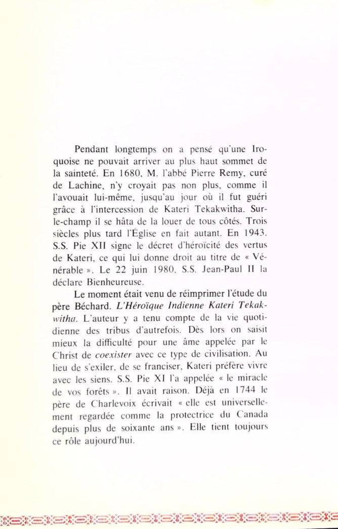 L'héroïque indienne : Kateri Tekakwitha (Henri Béchard)