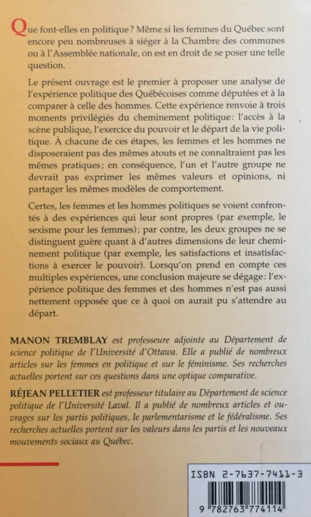 Livre Que font-elles en politique ? - Manon Tremblay (Livre d'occasion) - ISBN 2763774113