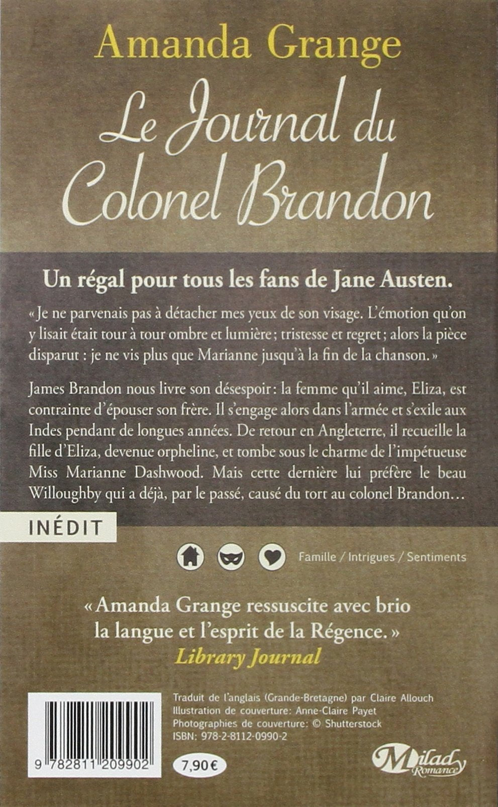 Livre Le journal du Colonel Brandon - Amanda Grange (Livre d'occasion) - ISBN 2811209905
