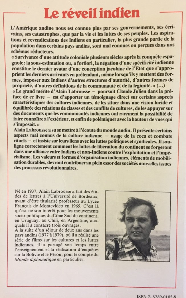 Livre Le réveil indien en Amérique andine - Alain Labrousse (Livre d'occasion) - ISBN 2828901858