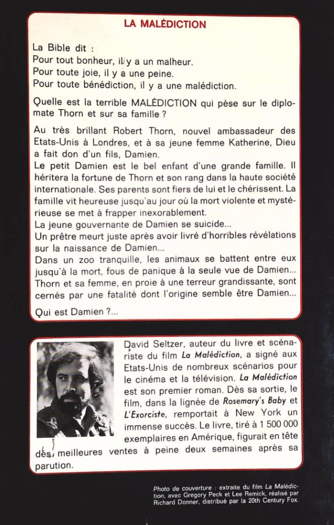 Livre La malédiction - David Seltzer (Livre d'occasion) - ISBN 2856160352
