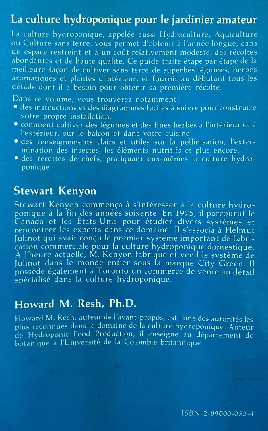 Livre La culture hydroponique pour le jardinier amateur - Stewart Kenyon (Livre d'occasion) - ISB...