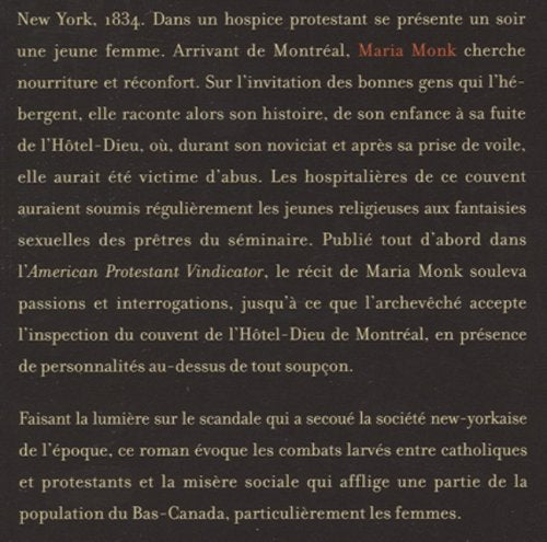 Livre Maria Monk (Sylvie ouellette) (Livre d'occasion) - ISBN 2890058735
