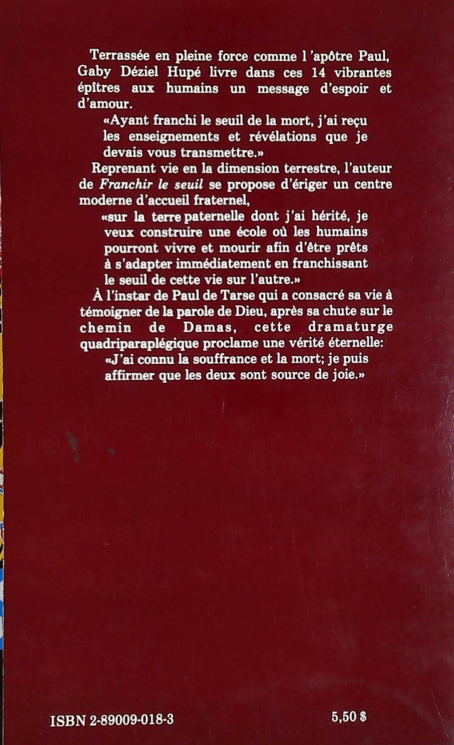Livre Épîtres d'une femme aux humains - Gaby Déziel Hupé (Livre d'occasion) - ISBN 2890090183