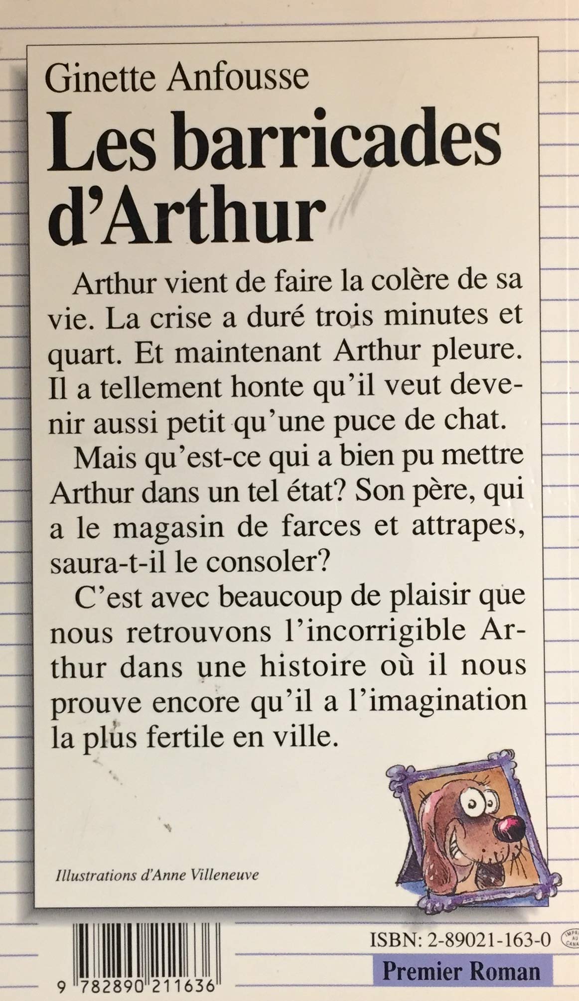 Livre Les barricades d'Arthur - Ginette Anfousse (Livre d'occasion) - ISBN 2890211630