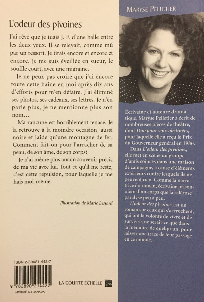 Livre L'odeur des pivoines - Maryse Pelletier (Livre d'occasion) - ISBN 2890214427