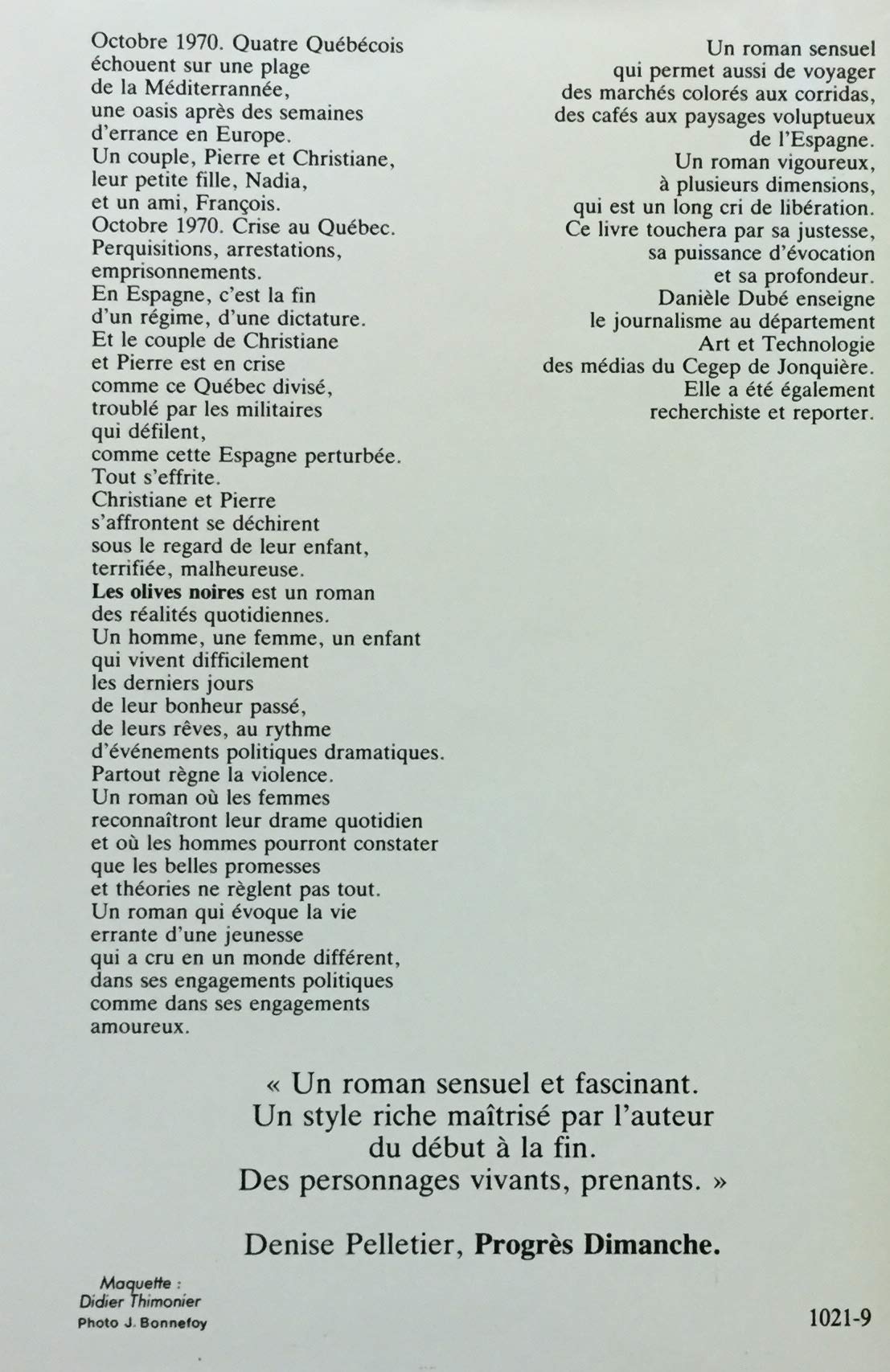 Livre Les olives noires - Danielle Dubé (Livre d'occasion) - ISBN 2890263312