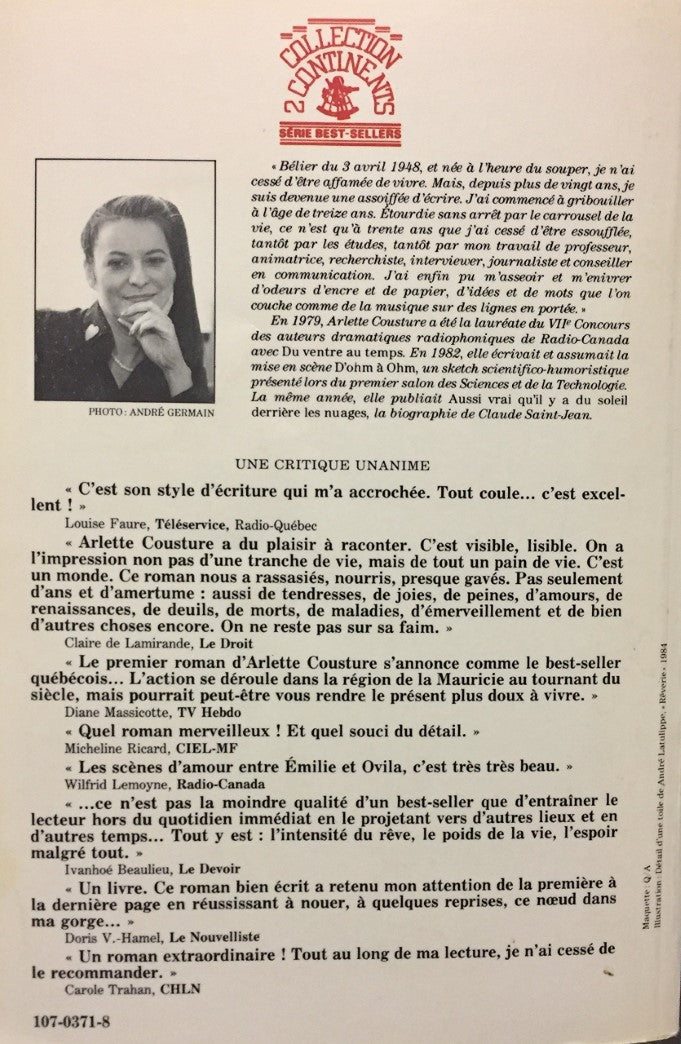 Livre Le chant du coq - Arlette Cousture (Livre d'occasion) - ISBN 2890372537