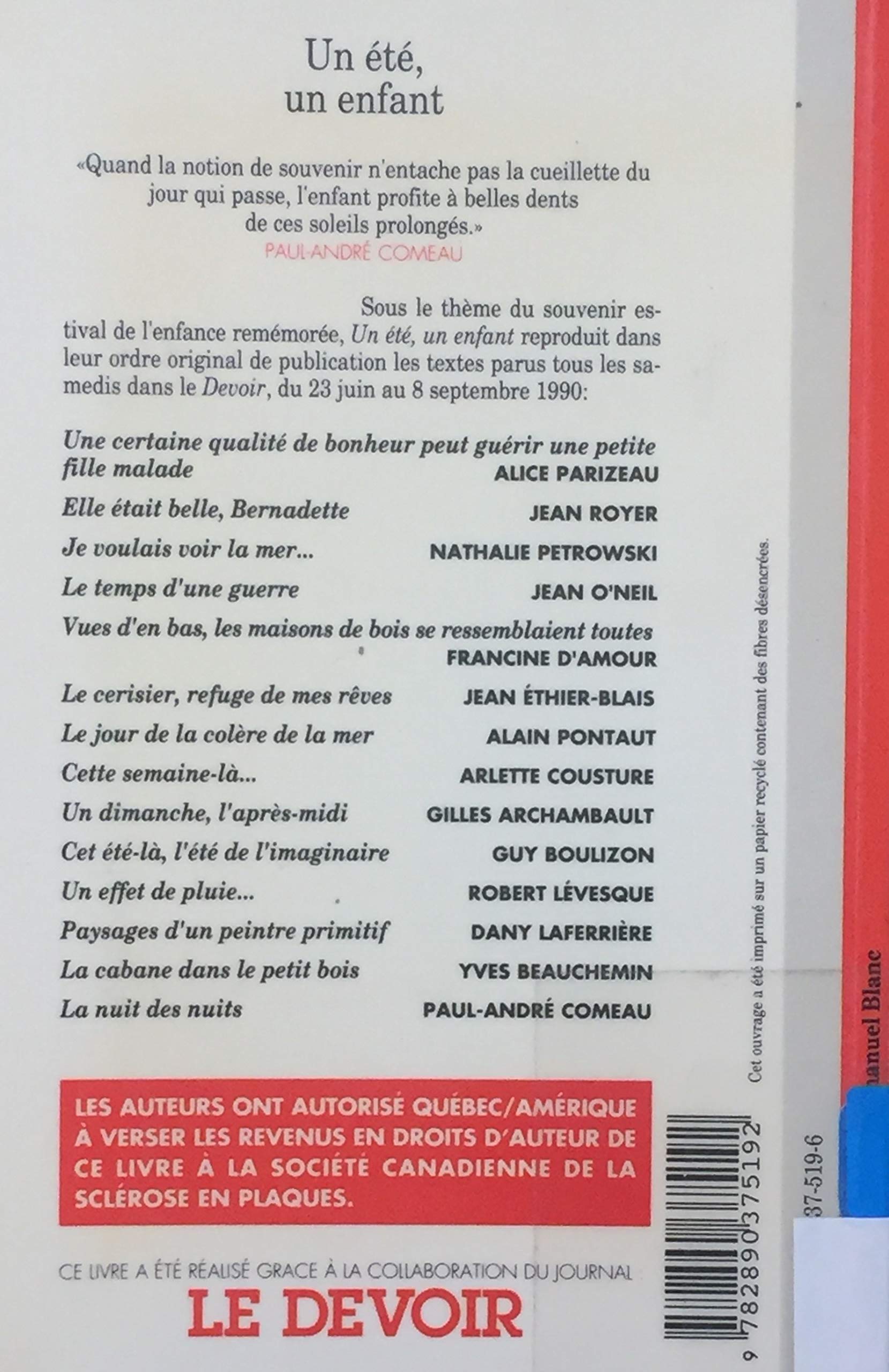 Livre Un été, un enfant - Collectif (Livre d'occasion) - ISBN 2890375196
