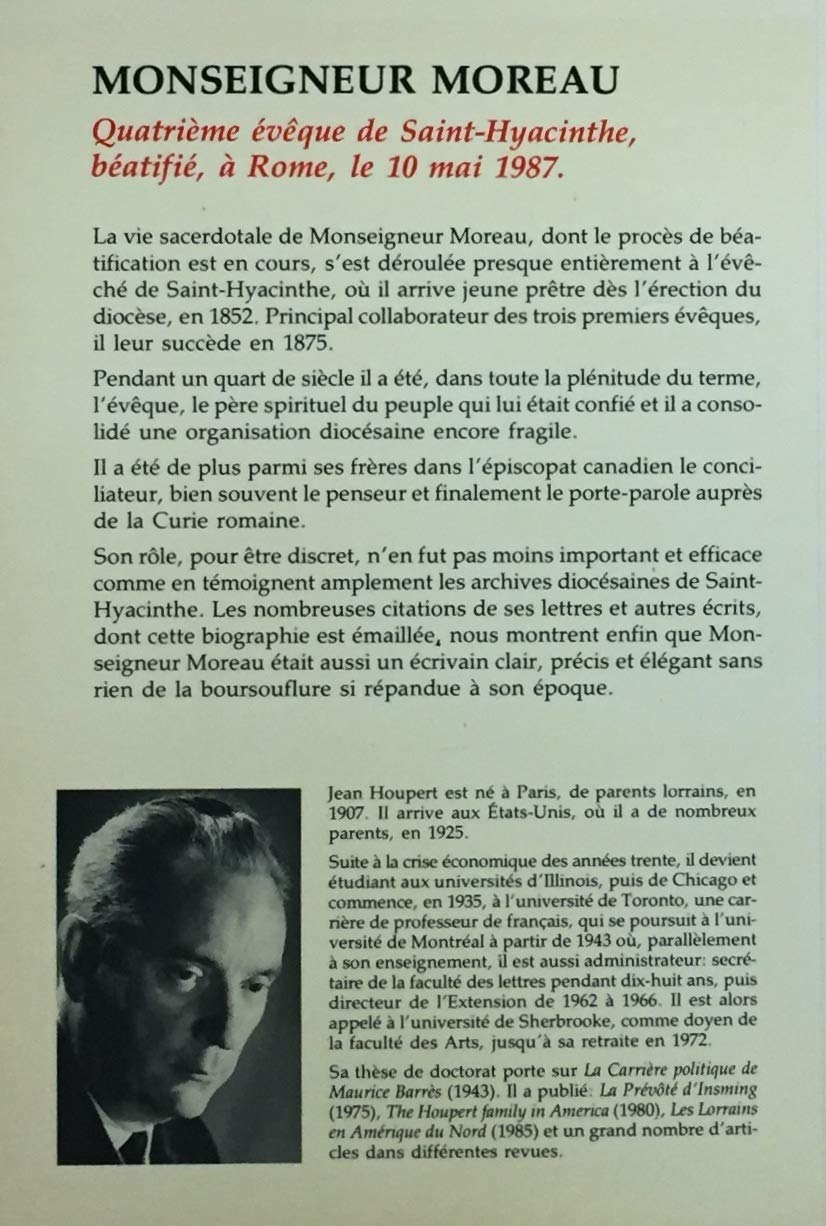 Livre Monseigneur Moreau - Jean Houpert (Livre d'occasion) - ISBN 2890390659
