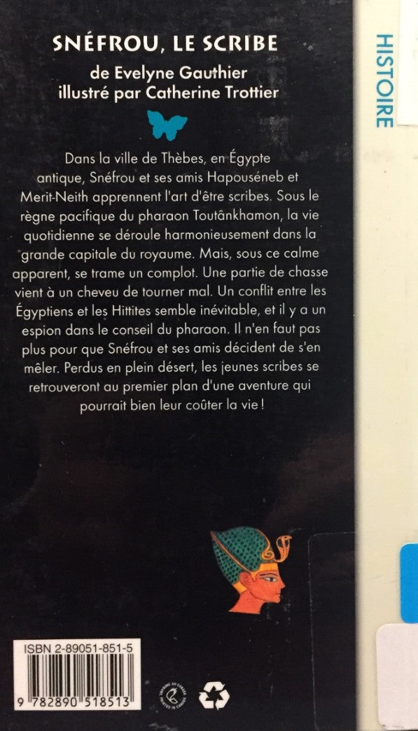 Livre Snéfrou, le scribe - Évelyne Gauthier (Livre d'occasion) - ISBN 2890518515