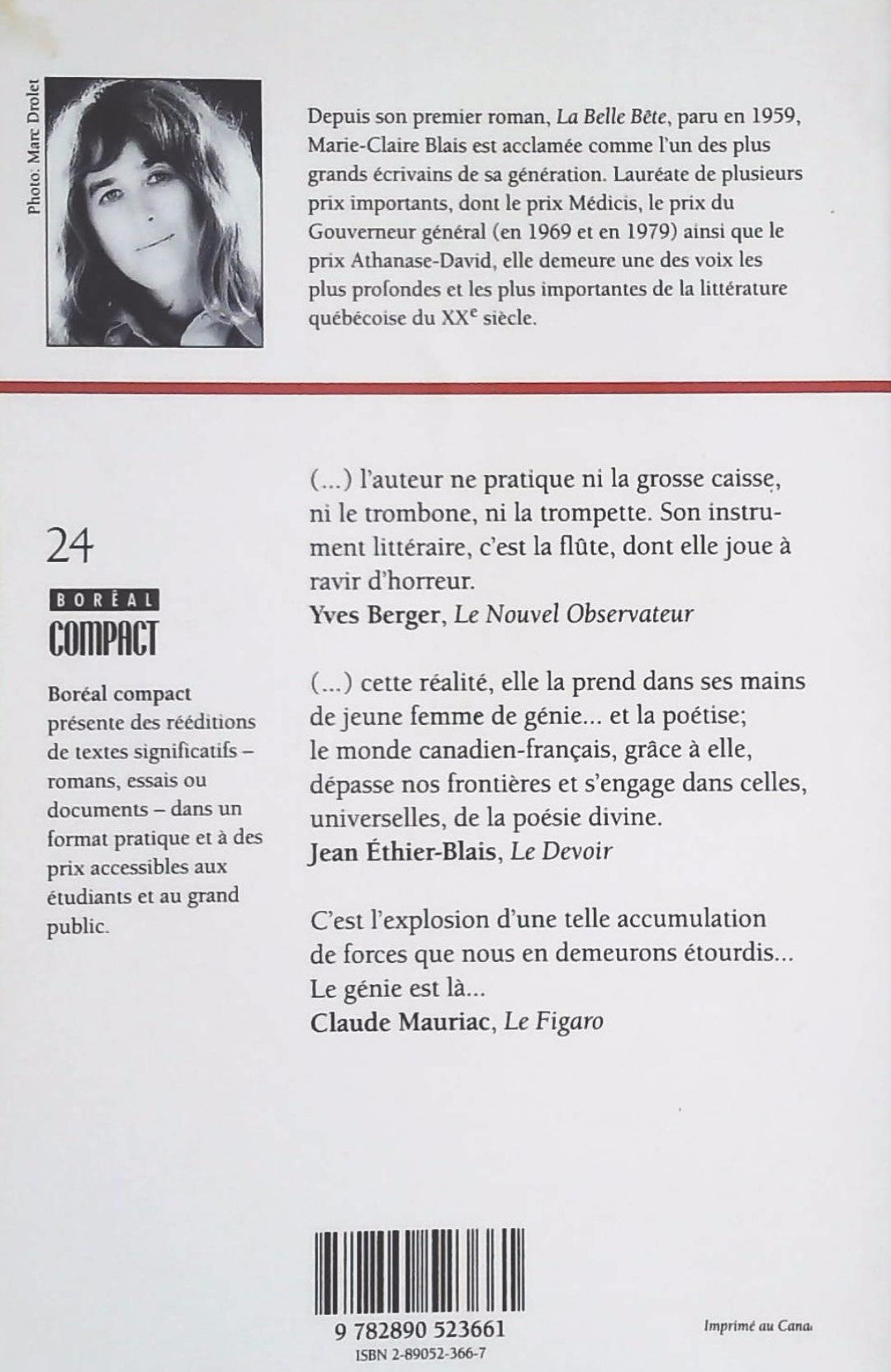 Livre Une saison dans la vie d'Emmanuel - Marie-Claire Blais (Livre d'occasion) - ISBN 2890523667