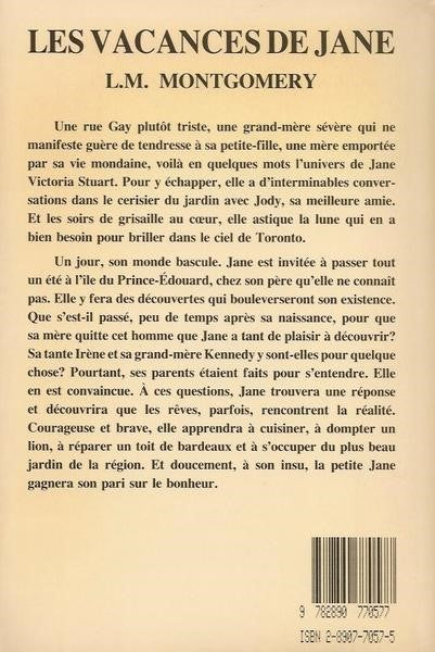 Livre Les vacances de Jane (Lucy-Maud Montgomery) (Livre d'occasion) - ISBN 2890770575