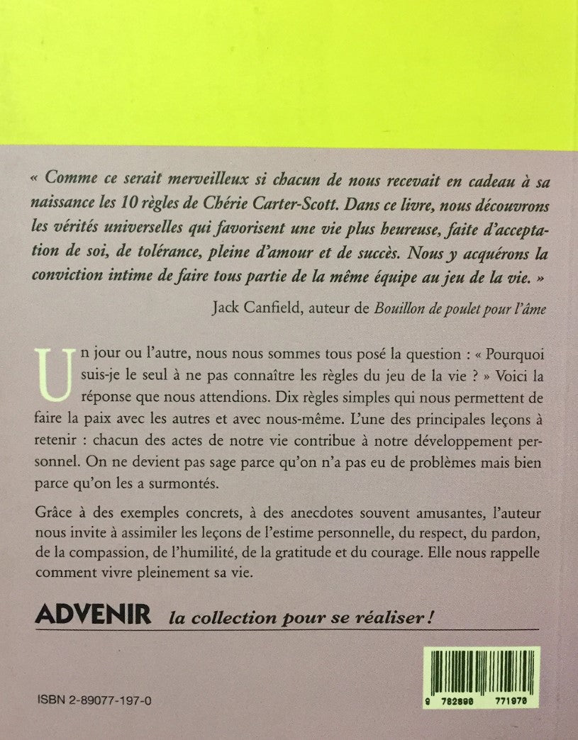 Livre Dix règles pour réussir sa vie - Chérie Carter-Scott (Livre d'occasion) - ISBN 2890771970