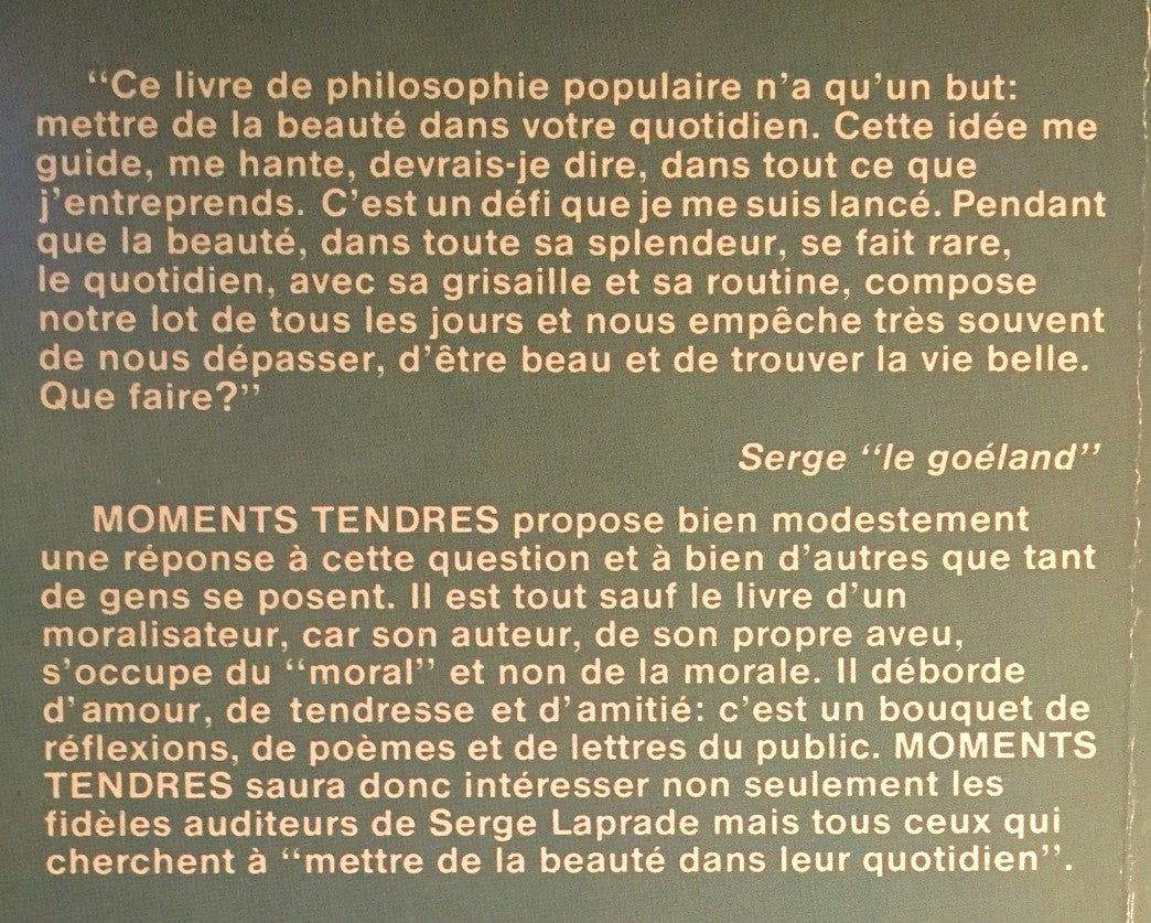 Livre Moments tendres - Serge Laprade (Livre d'occasion) - ISBN 2890890996