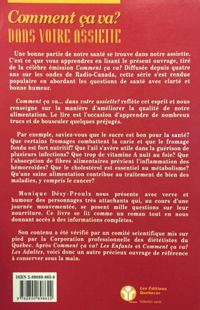 Livre Comment ça va ? Dans votre assiette (Livre neuf) - ISBN 2890898628