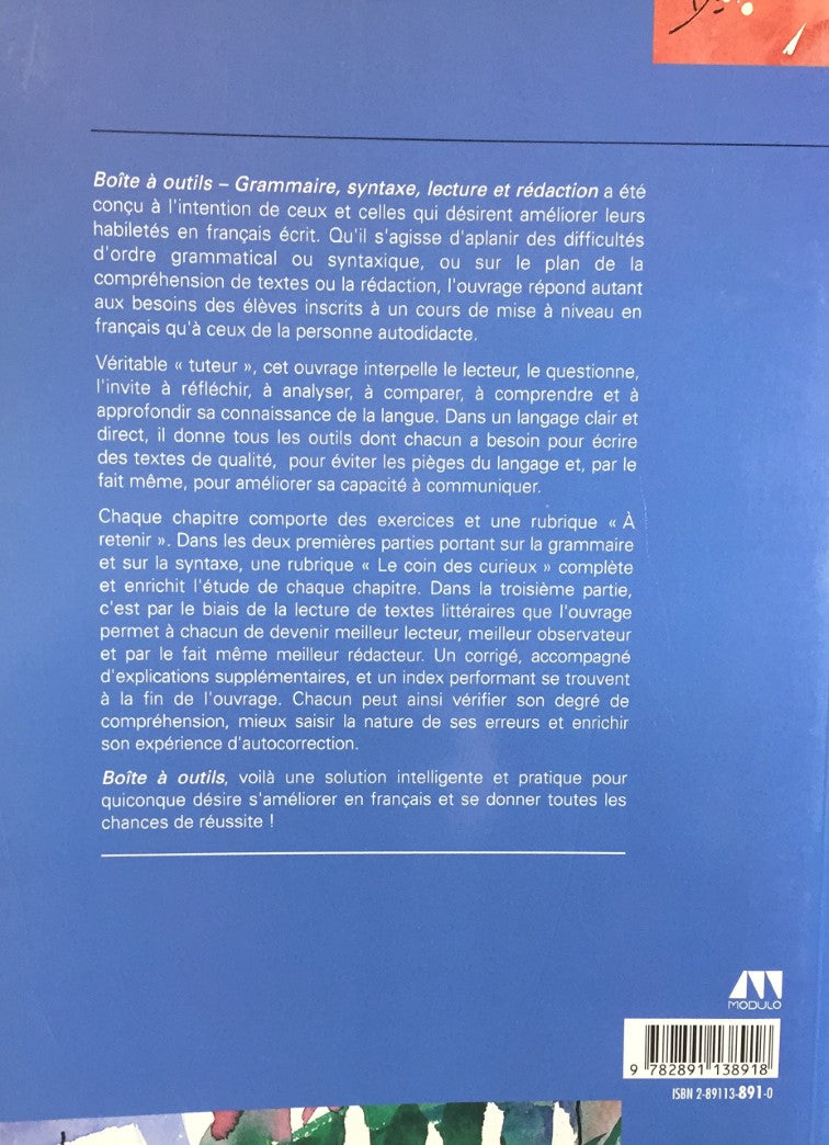 Livre Boîte à outils : grammaire, syntaxe, lecture et rédaction - Christine Bonenfant (Livre d'oc...