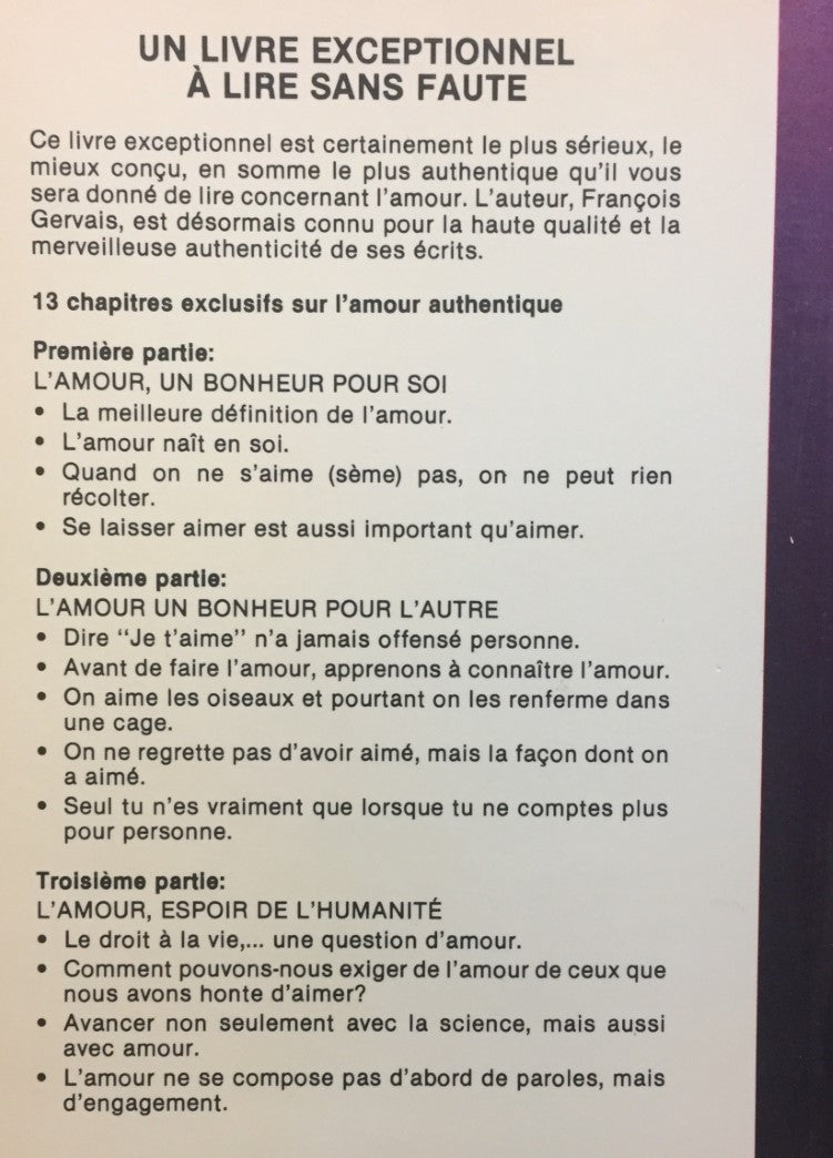 Livre En se parlant d'amour - François Gervais (Livre d'occasion) - ISBN 2891500482