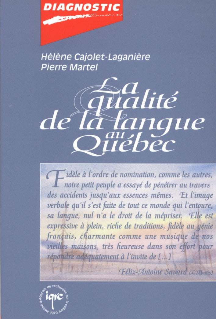 Livre La qualité de la langue au Québec - Hélène Cajolet-Lagagnière (Livre d'occasion) - ISBN 289...