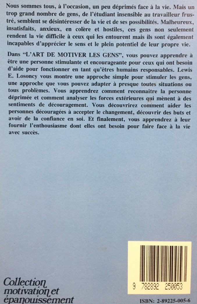 Livre L'art de motiver les gens - Lewis E. Losoney (Livre d'occasion) - ISBN 2892250056