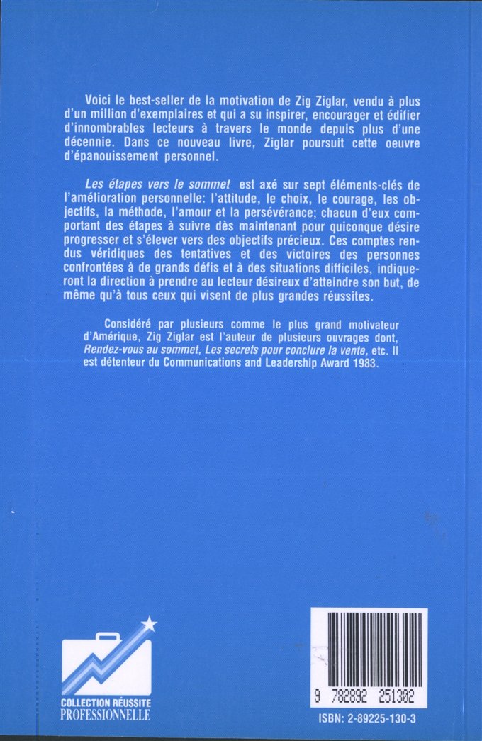 Livre Les étapes vers le sommet - Zig Ziglar (Livre d'occasion) - ISBN 2892251303