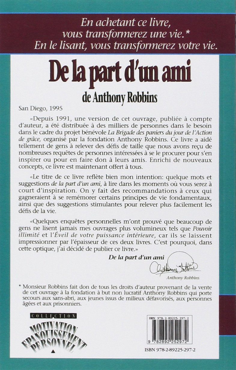 Livre De la part d'un ami. Un guide simple et pratique pour vous aider à contrôler votre vie...