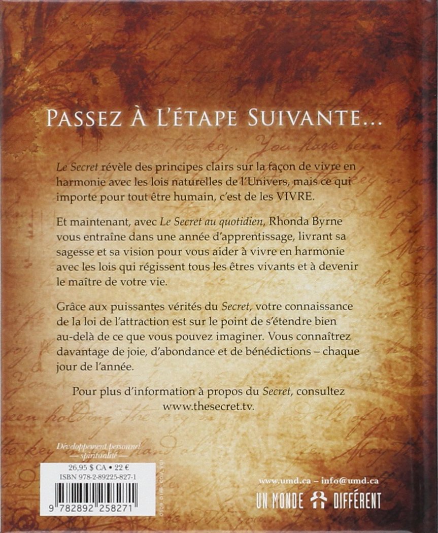 Livre Le secret au quotidien - Rhonda Byrne (Livre d'occasion) - ISBN 2892258278