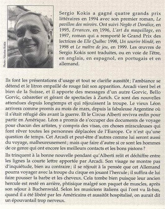 Livre Saltimbanques - Sergio Kokis (Livre d'occasion) - ISBN 289261290X