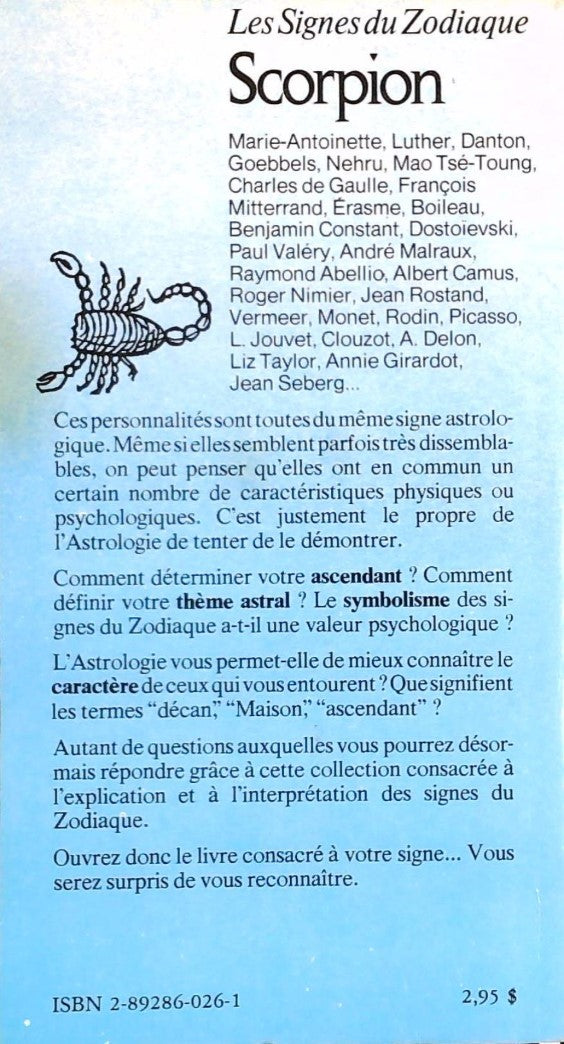 Livre Scorpion (23 octobre - 21 novembre) - Machèle Curcio (Livre d'occasion) - ISBN 2892860261