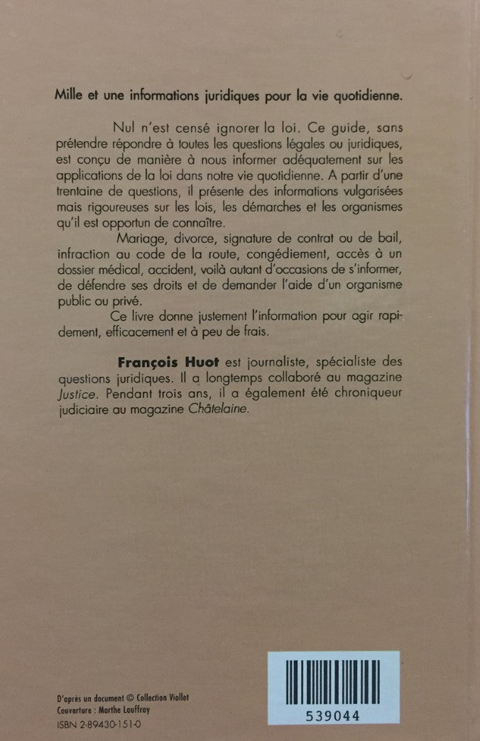 Livre Questions-Réponses sur vos droits et recours - François Huot (Livre d'occasion) - ISBN 2894...