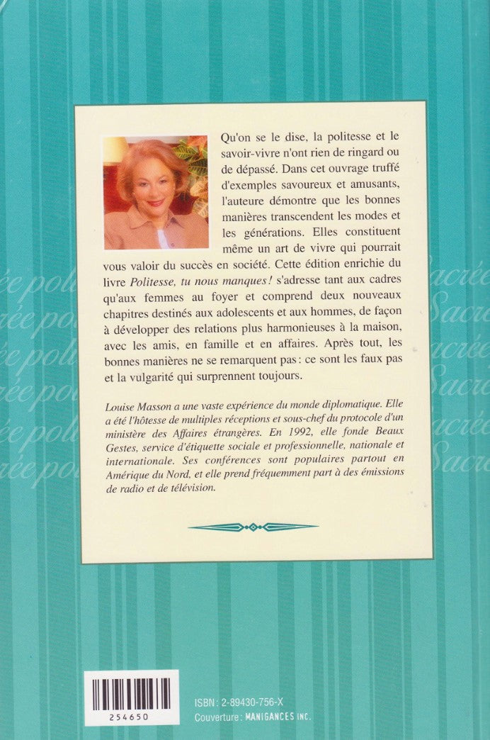 Livre Sacré Politesse ! - Louise Masson (Livre neuf) - ISBN 289430756X