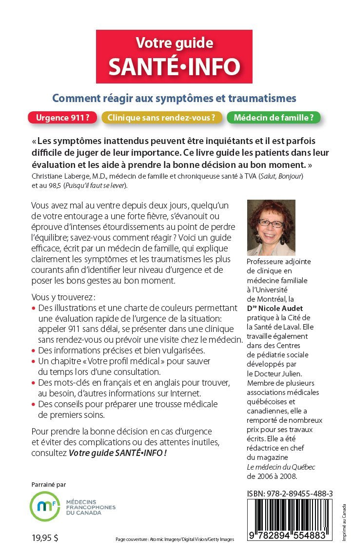 Livre Votre guide santé-info : Comment réagir aux symptômes et traumatismes - Audet (Livre d'occa...