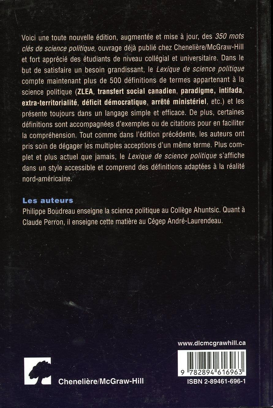 Livre Lexique de science politique (Livre d'occasion) - ISBN 2894616961