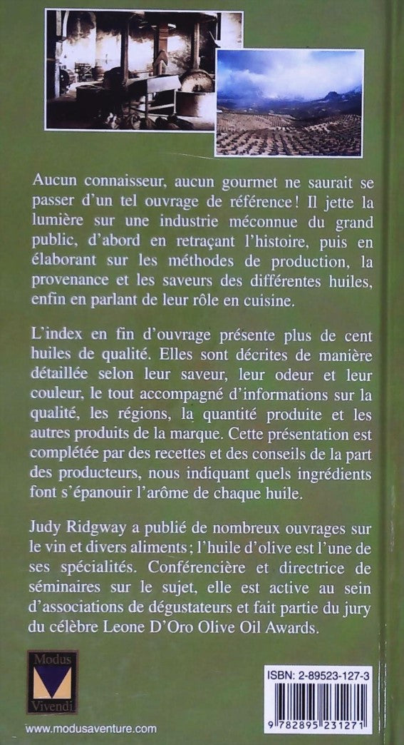 Livre Huile d'olive : Le guide du connaisseur - Judy Ridgway (Livre neuf) - ISBN 2895231273