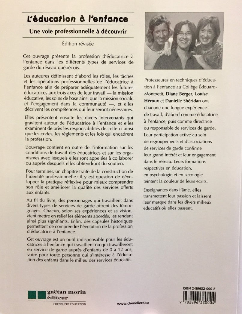 Livre L'éducation à l'enfance : Une voie professionnelle à découvrir - Diane Berger (Livre d'occa...