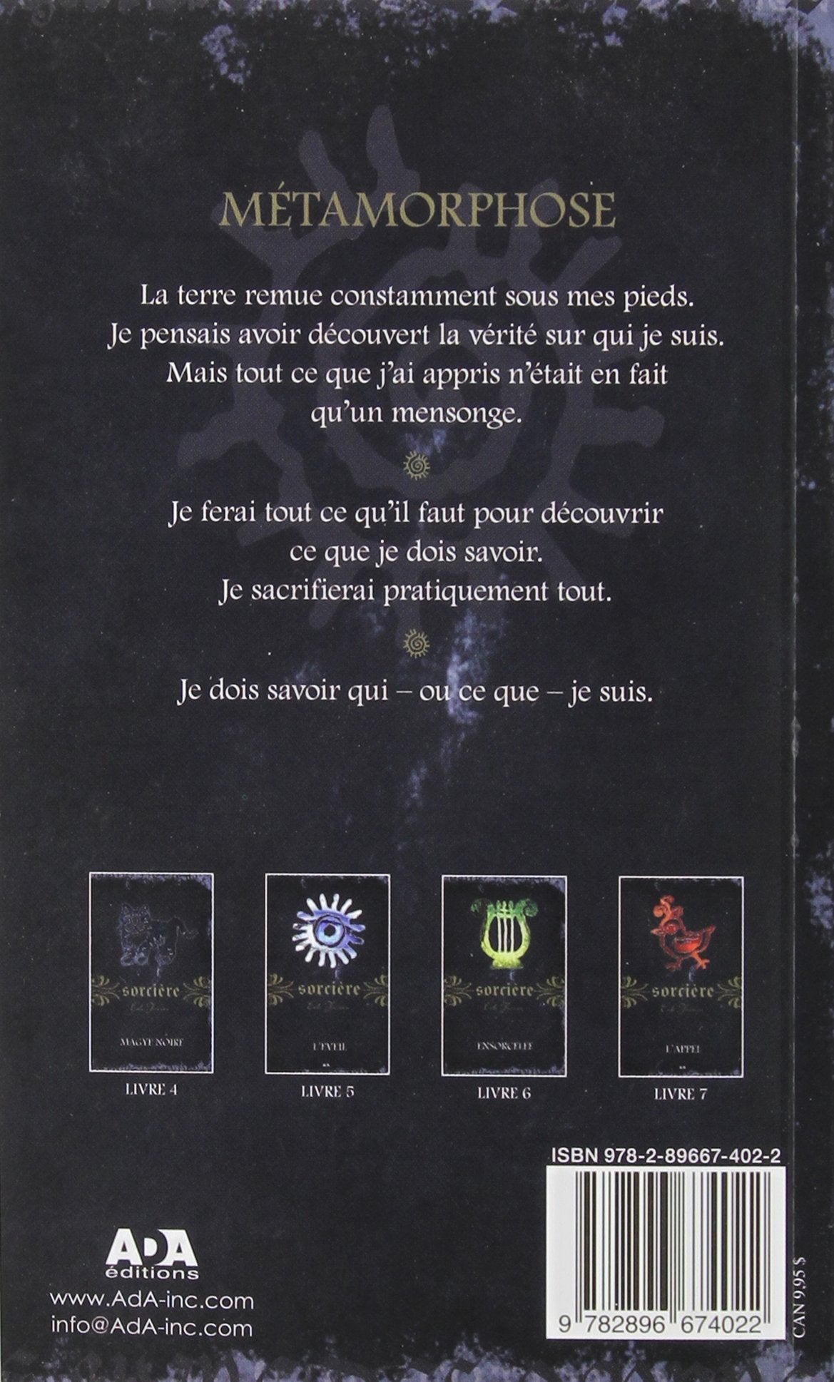 Livre Métamorphose - Cate Tiernan (Livre d'occasion) - ISBN 2896674020
