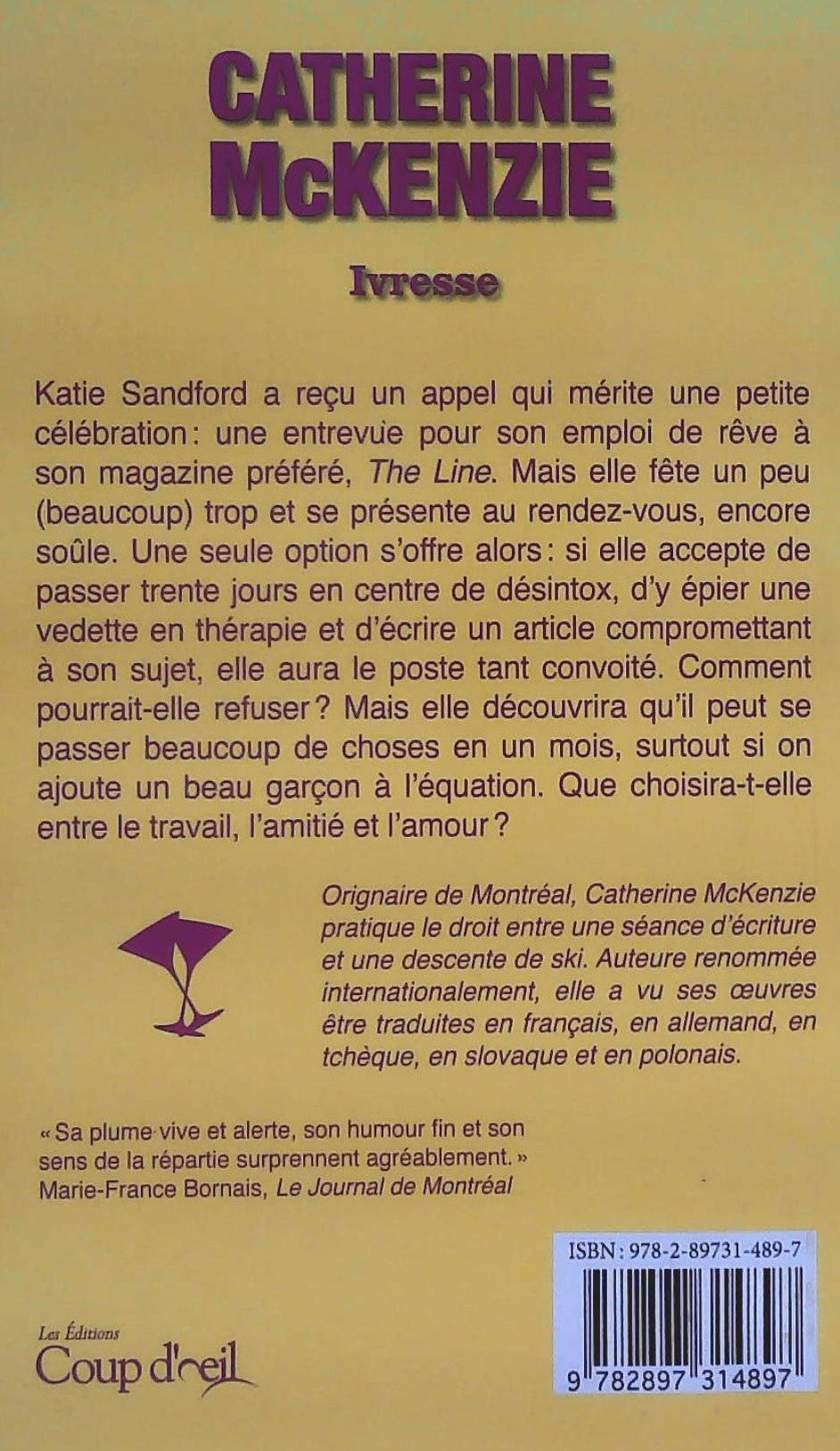 Livre Ivresse (Catherine McKenzie) (Livre d'occasion) - ISBN 2897314893