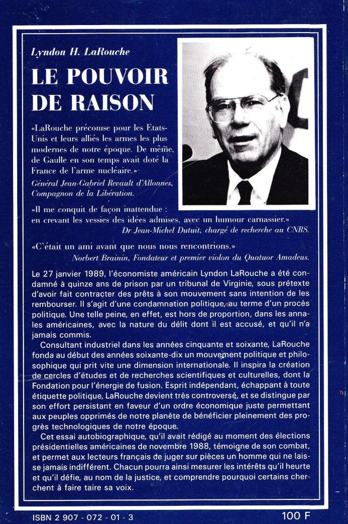 Livre Le pouvoir de raison - Lyndon H. LaRouche (Livre d'occasion) - ISBN 2907072013