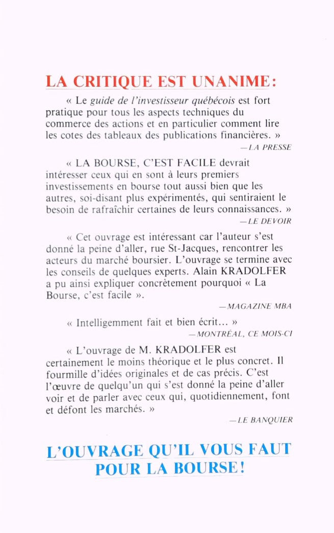 La bourse, c'est facile! : Le guide de l'investisseur québécois (3e édition)