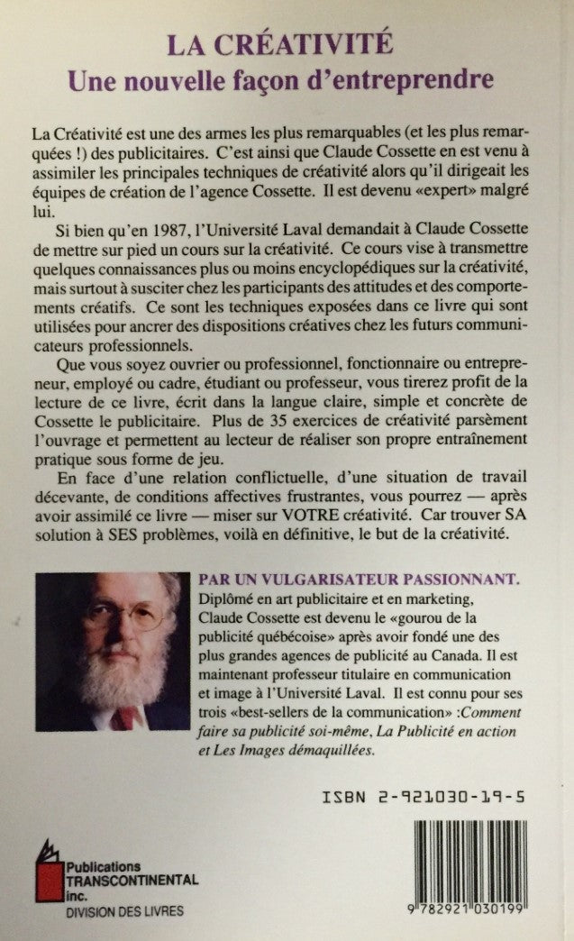 Livre La créativité : une nouvelle façon d'entreprendre - Claude Cossette (Livre d'occasion) - IS...