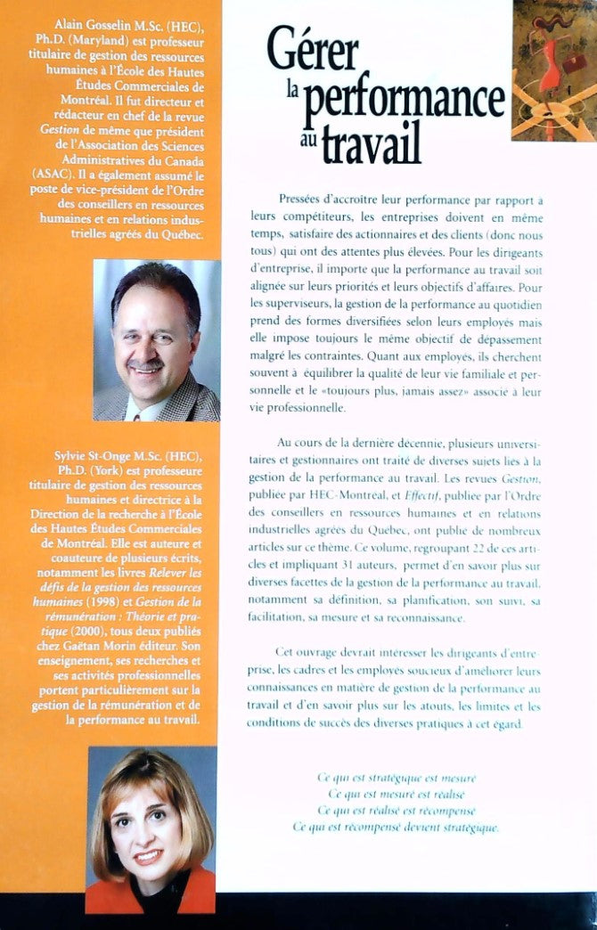 Racines du savoir : Gérer la performance au travail : tendances et conditions de succès (Alain Gosselin)